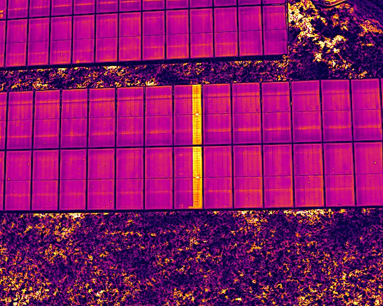 Imagine termografică reală a unui sistem fotovoltaic